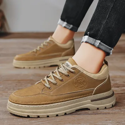 Shock-Absorbing Rubber Sole Men’s Leather Shoes